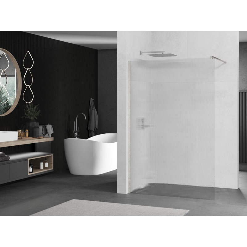 Mexen Kioto ścianka prysznicowa Walk-in 130 x 200 cm, prążki 8 mm, nikiel szczotkowany - 800-130-101-97-09