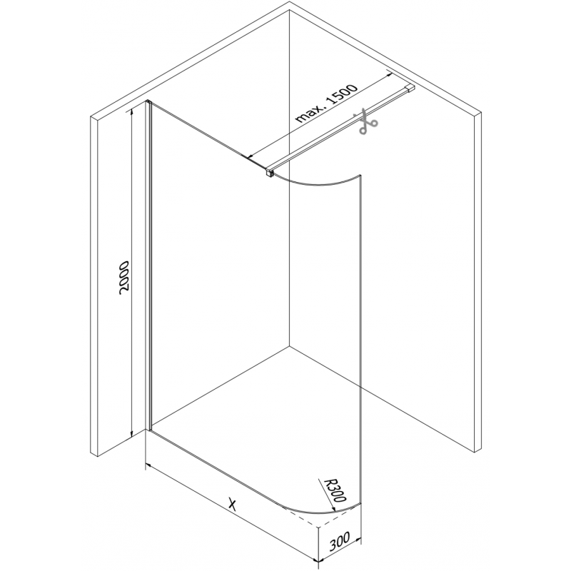 Mexen Kioto-R ścianka prysznicowa zaokrąglona Walk-in 80 x 200 cm, transparent 8 mm, chrom - 800-080-101-01-06