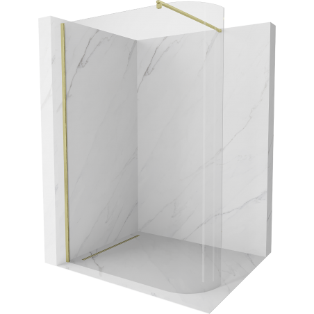 Mexen Kioto Curved Walk-in Shower Wall 90 x 200 cm, Transparent 8 mm, Brushed Gold - 800-090-101-55-06