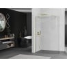 Mexen Kioto Curved Walk-in Shower Wall 90 x 200 cm, Transparent 8 mm, Brushed Gold - 800-090-101-55-06