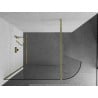 Mexen Kioto Curved Walk-in Shower Wall 90 x 200 cm, Transparent 8 mm, Brushed Gold - 800-090-101-55-06