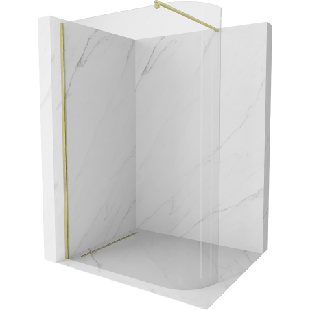Mexen Kioto-R abgerundete Duschwand Walk-in 110 x 200 cm, transparent 8 mm, gebürstetes Gold - 800-110-101-55-06