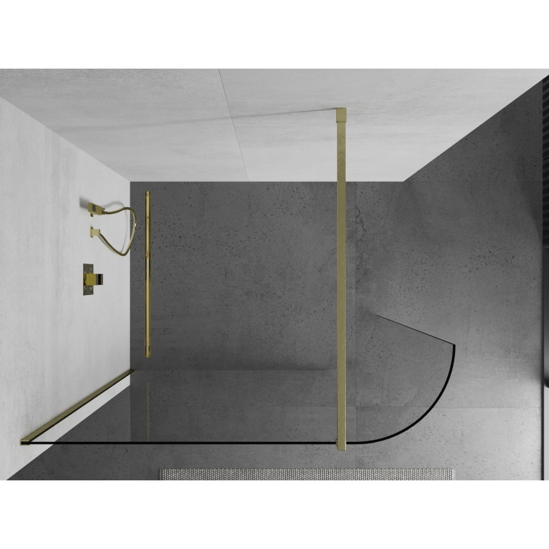 Mexen Kioto-R kaarja Walk-in dušisein 110 x 200 cm, läbipaistev 8 mm, harjatud kuldne - 800-110-101-55-06
