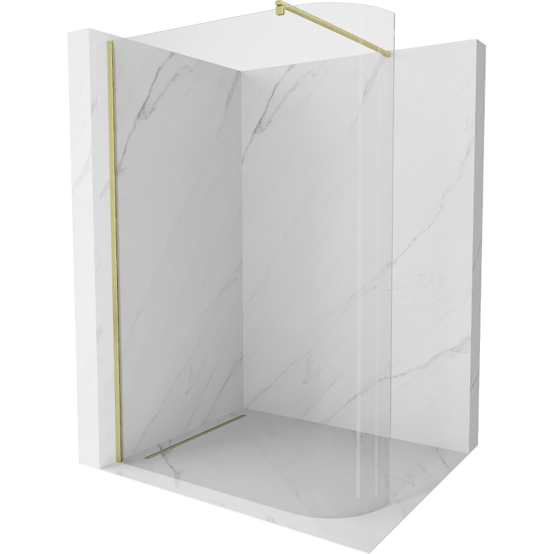 Mexen Kioto-R Duschwand abgerundet Walk-in 120 x 200 cm, transparent 8 mm, gold gebürstet - 800-120-101-55-06