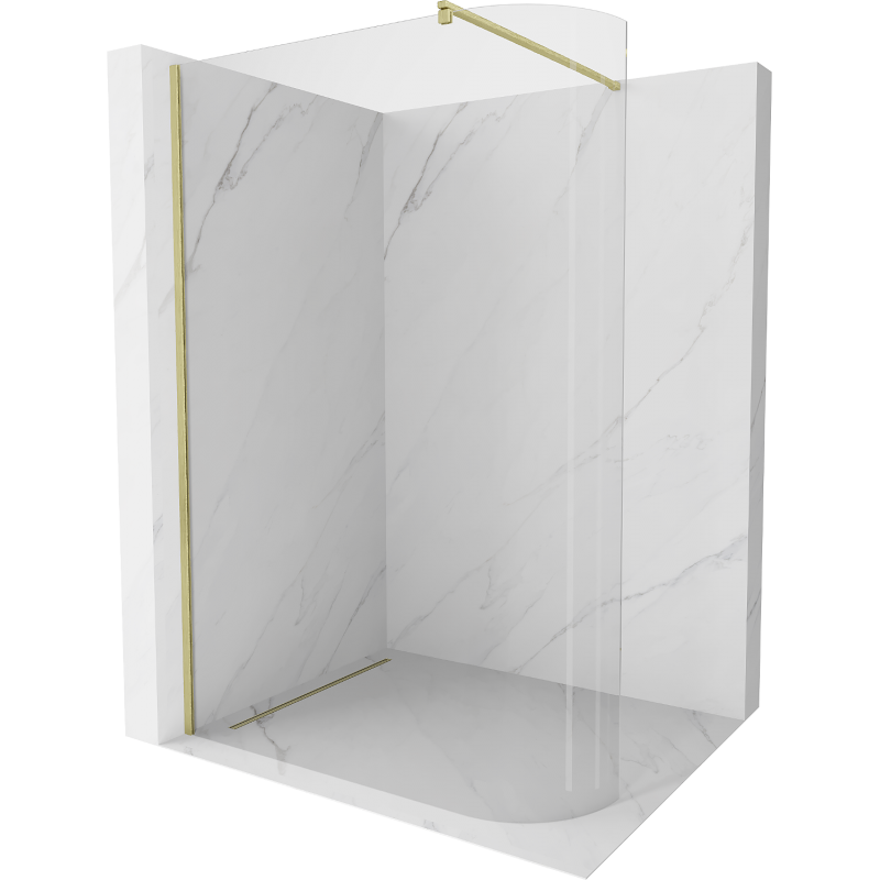 Mexen Kioto-R Rounded Walk-in Shower Wall 160 x 200 cm, Transparent 8 mm, Brushed Gold - 800-160-101-55-06