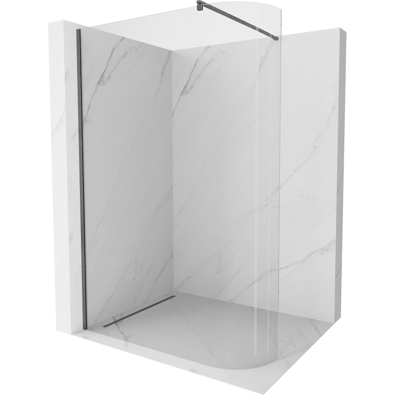 Mexen Kioto-R parede de duche redonda Walk-in 130 x 200 cm, transparente 8 mm, cinza escovado - 800-130-101-66-06