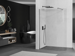 Mexen Kioto-R Zaobljena paravana za tuš Walk-in 140 x 200 cm, prozirna 8 mm, brušena tamno siva - 800-140-101-66-06