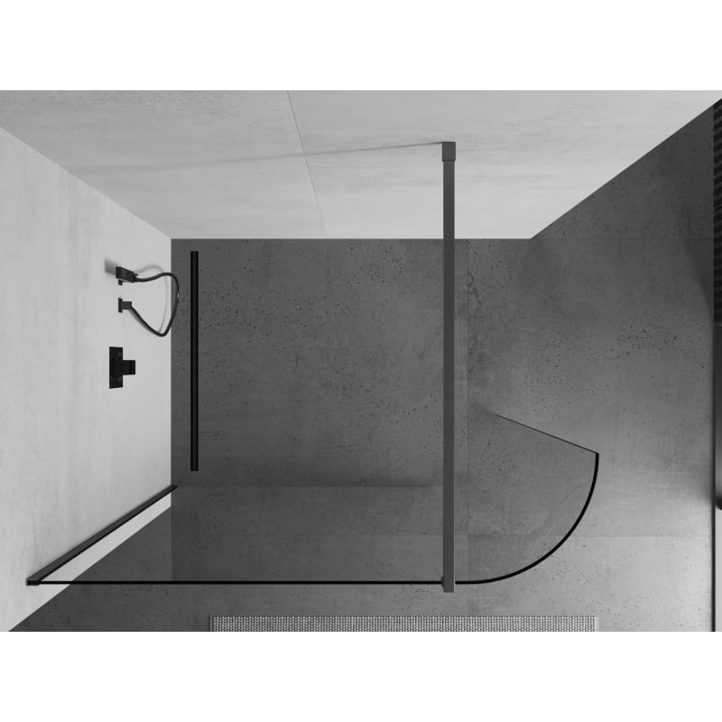 Mexen Kioto-R kaarjas Walk-in dušisein 80 x 200 cm, läbipaistev 8 mm, gun metal - 800-080-101-95-06