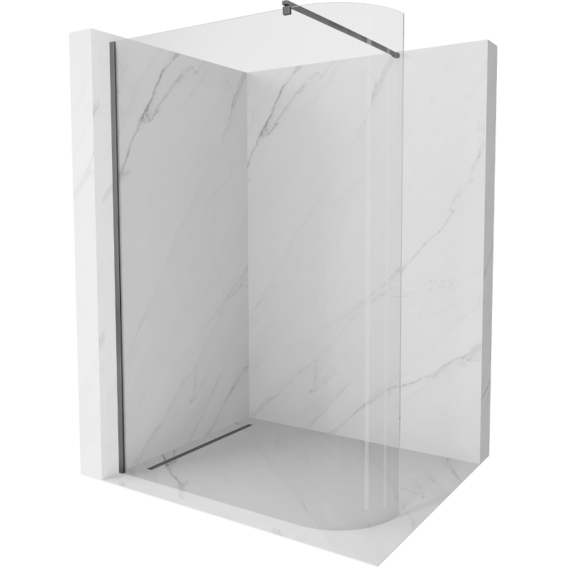 Mexen Kioto-R Duschwand abgerundet Walk-in 90 x 200 cm, transparent 8 mm, Gun Metal - 800-090-101-95-06