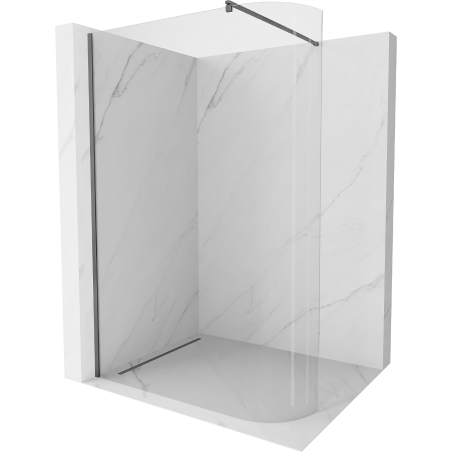 Mexen Kioto-R rounded Walk-in shower wall 130 x 200 cm, transparent 8 mm, gun metal - 800-130-101-95-06