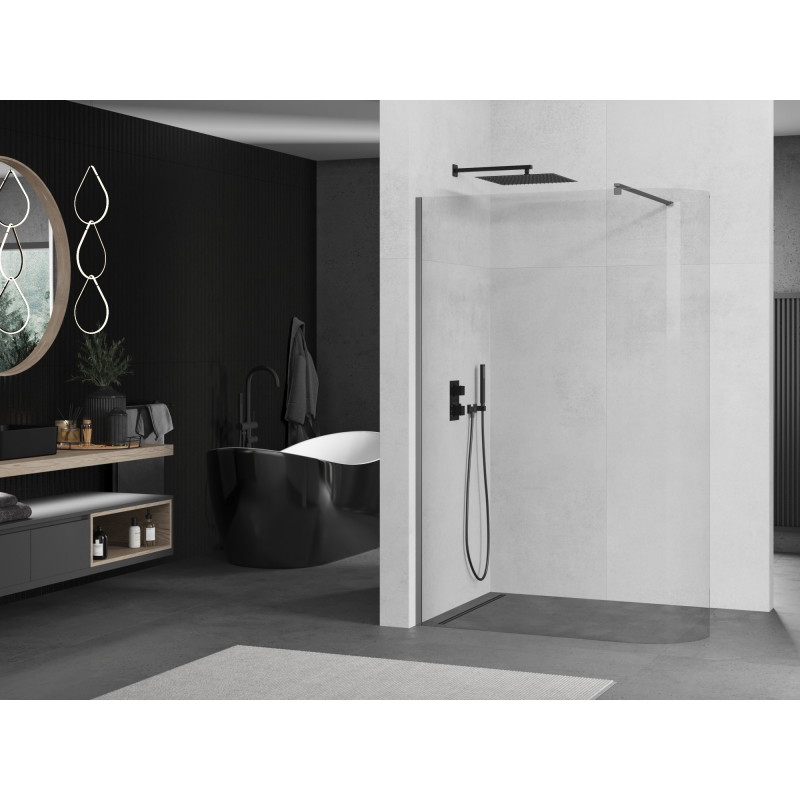 Mexen Kioto-R ümar dušisein Walk-in 130 x 200 cm, läbipaistev 8 mm, gun metal - 800-130-101-95-06