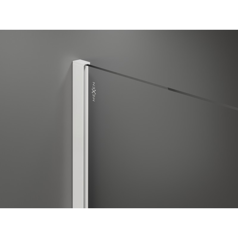 Mexen Kioto suihkuseinä Walk-in 100 x 200 cm, musta kehys 8 mm, valkoinen - 800-100-101-20-70