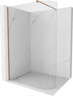 Mexen Kioto-R zakrivljena tuš pregrada Walk-in 90 x 200 cm, prozirna 8 mm, brušeni bakar - 800-090-101-65-06