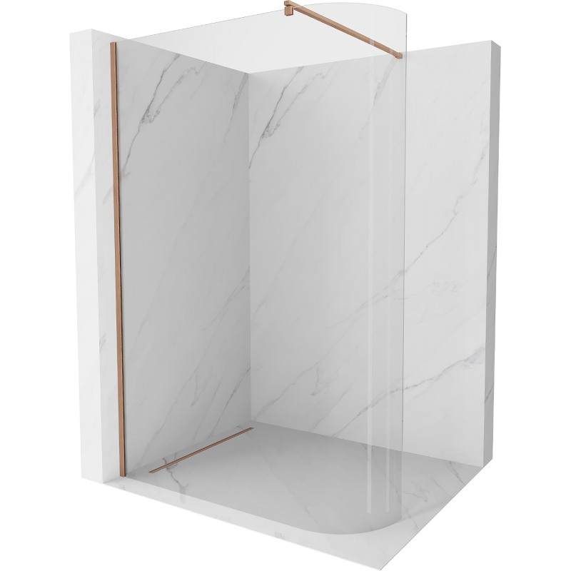 Mexen Kioto-R abgerundete Duschwand Walk-in 100 x 200 cm, transparent 8 mm, gebürstetes Kupfer - 800-100-101-65-06