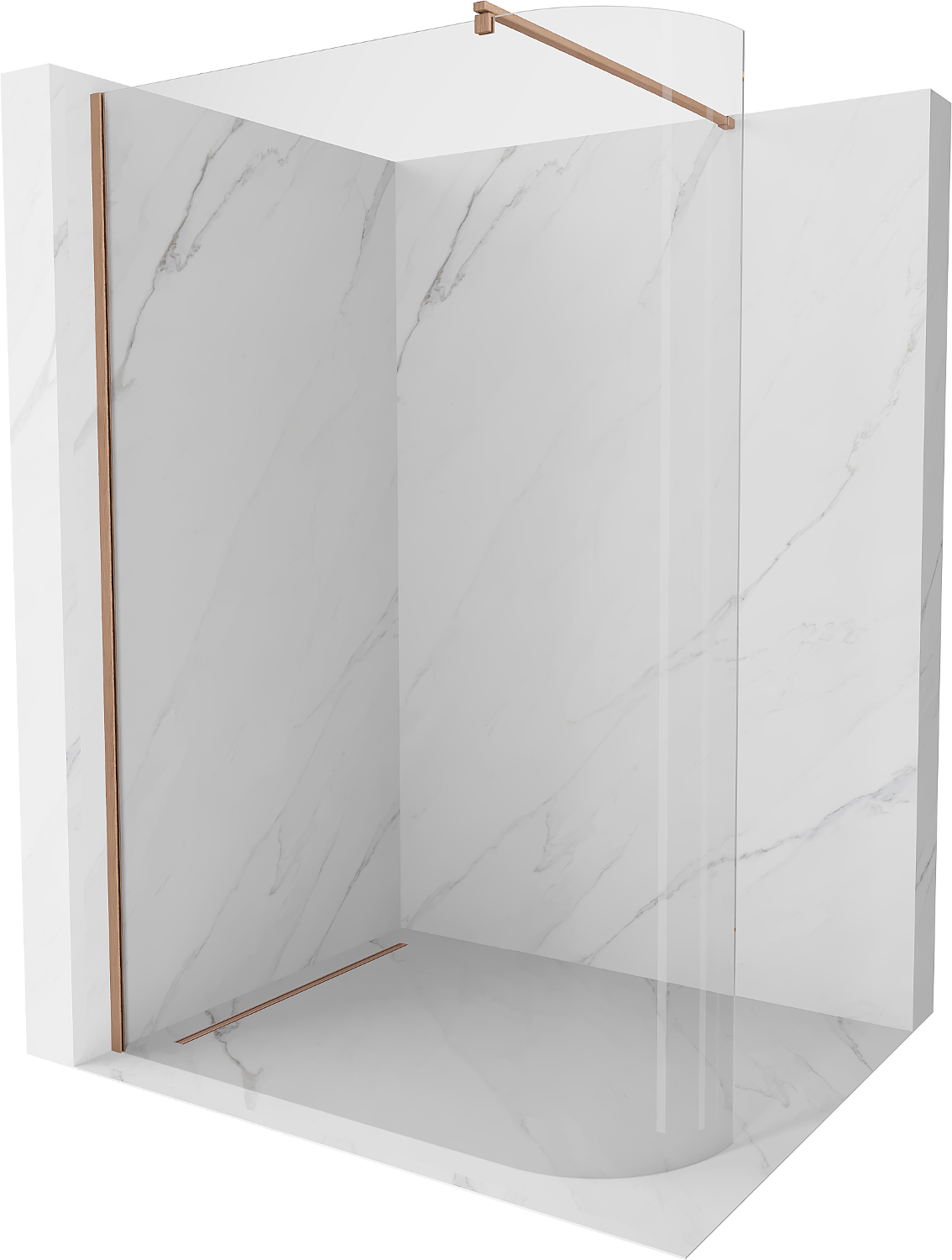 Mexen Kioto ścianka prysznicowa zaokrąglona Walk-in 110 x 200 cm, transparent 8 mm, miedź szczotkowana - 800-110-101-65-06