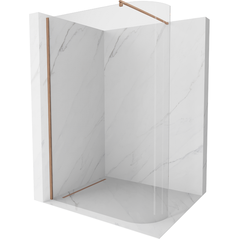 Mexen Kioto-R Duschwand abgerundet Walk-in 120 x 200 cm, transparent 8 mm, gebürstetes Kupfer - 800-120-101-65-06