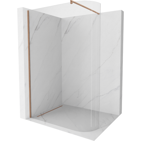 Mexen Kioto-R Rounded Walk-in Shower Wall 130 x 200 cm, 8 mm Transparent, Brushed Copper - 800-130-101-65-06