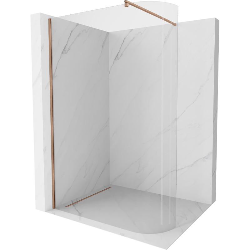 Mexen Kioto-R kaarev dušisein Walk-in 150 x 200 cm, läbipaistev 8 mm, harjatud vask - 800-150-101-65-06