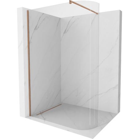 Mexen Kioto-R kaarev dušisein Walk-in 150 x 200 cm, läbipaistev 8 mm, harjatud vask - 800-150-101-65-06