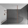 Mexen Kioto-R Rounded Walk-in Shower Wall 150 x 200 cm, Transparent 8 mm, Brushed Copper - 800-150-101-65-06