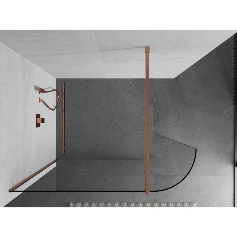 Mexen Kioto-R ścianka prysznicowa zaokrąglona Walk-in 160 x 200 cm, transparent 8 mm, miedź szczotkowana - 800-160-101-65-06