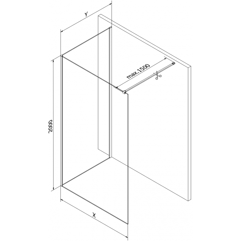Mexen Kioto parede de duche Walk-in 120 x 105 cm, transparente, dourada escovada - 800-120-212-55-00-105