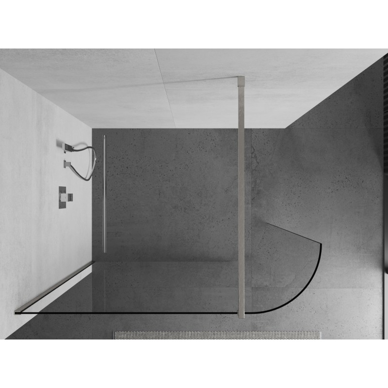 Mexen Kioto-R ścianka prysznicowa zaokrąglona Walk-in 90 x 200 cm, transparent 8 mm, nikiel szczotkowany - 800-090-101-97-06