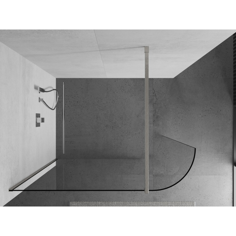 Mexen Kioto-R ümar dušisein Walk-in 90 x 200 cm, läbipaistev 8 mm, harjatud nikkel - 800-090-101-97-06
