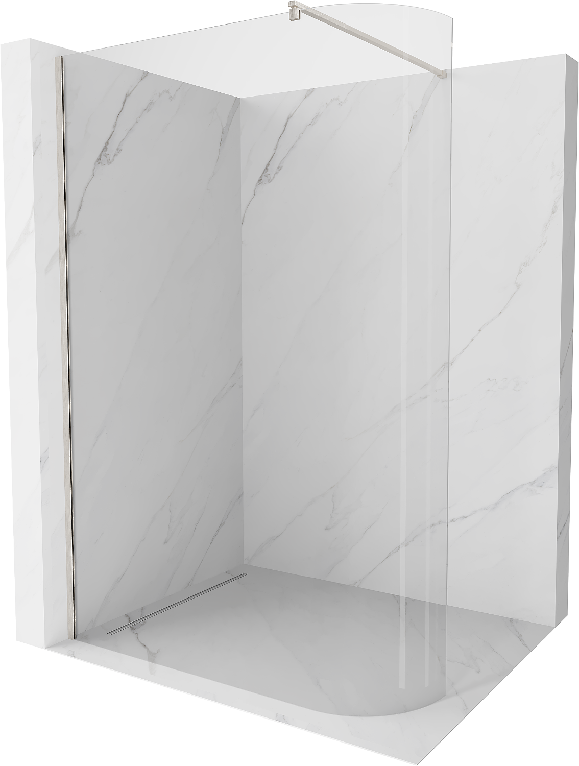 Mexen Kioto ścianka prysznicowa zaokrąglona Walk-in 100 x 200 cm, transparent 8 mm, nikiel szczotkowany - 800-100-101-97-06