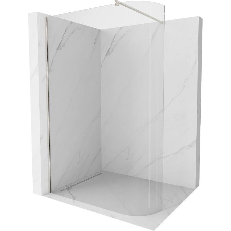 Mexen Kioto-R Duschwand abgerundet Walk-in 110 x 200 cm, transparent 8 mm, gebürsteter Nickel - 800-110-101-97-06
