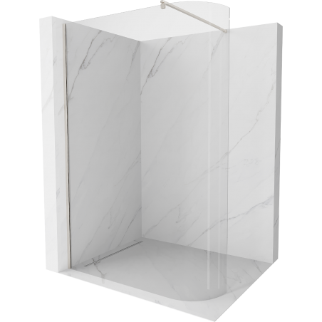 Mexen Kioto-R Duschwand abgerundet Walk-in 130 x 200 cm, transparent 8 mm, gebürsteter Nickel - 800-130-101-97-06