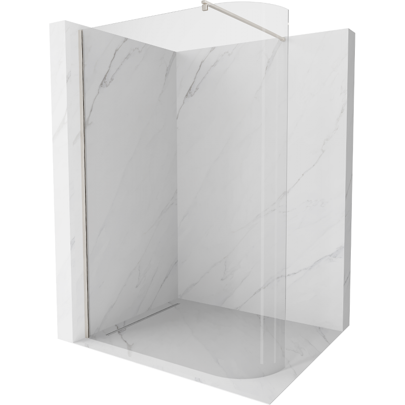 Mexen Kioto-R abgerundete Duschabtrennung Walk-in 140 x 200 cm, transparent 8 mm, gebürsteter Nickel - 800-140-101-97-06