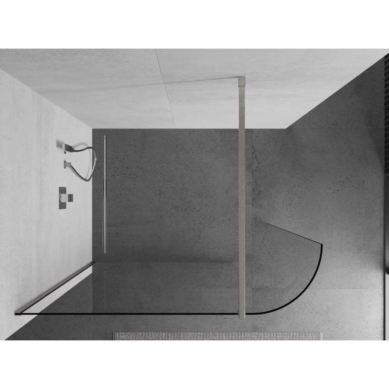 Mexen Kioto-R kaarjas dušisein Walk-in 140 x 200 cm, läbipaistev 8 mm, harjatud nikkel - 800-140-101-97-06