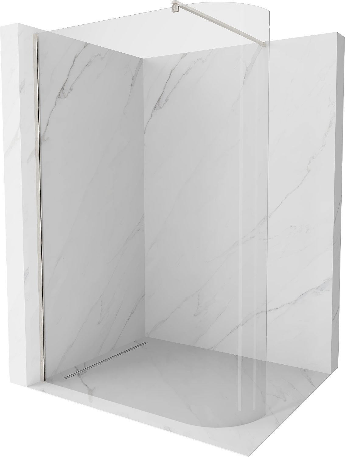 Mexen Kioto ścianka prysznicowa zaokrąglona Walk-in 150 x 200 cm, transparent 8 mm, nikiel szczotkowany - 800-150-101-97-06