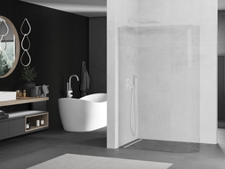 Mexen Kioto-R L Duschwand abgerundet Walk-in 80 x 200 cm, transparent, weiß - 800-080-103-20-06