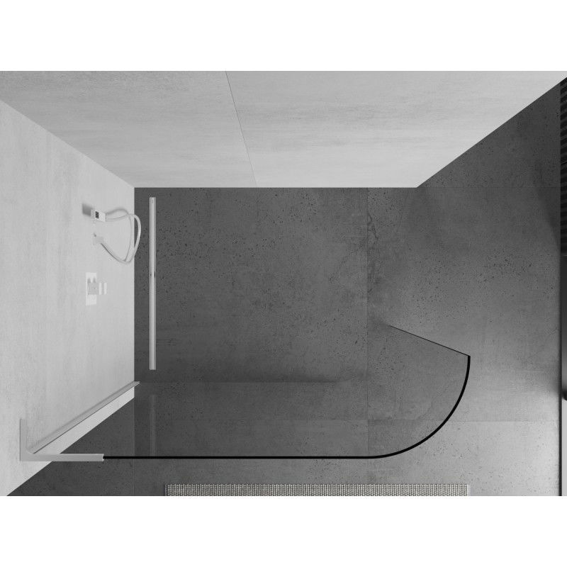 Mexen Kioto-R L mampara de ducha semicircular Walk-in 80 x 200 cm, transparente, blanca - 800-080-103-20-06