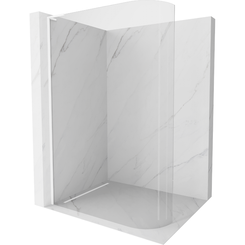 Mexen Kioto-R L Rundad duschvägg Walk-in 90 x 200 cm, transparent, vit - 800-090-103-20-06
