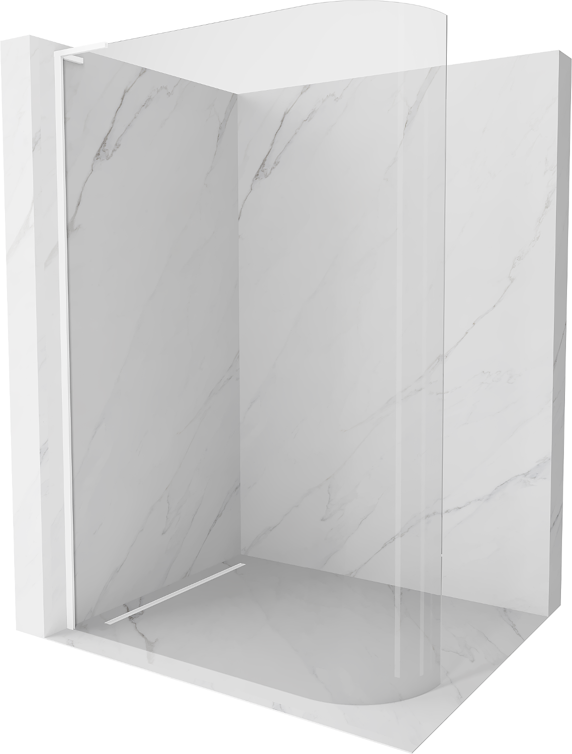 Mexen Kioto L ścianka prysznicowa zaokrąglona Walk-in 90 x 200 cm, transparent, biała - 800-090-103-20-06