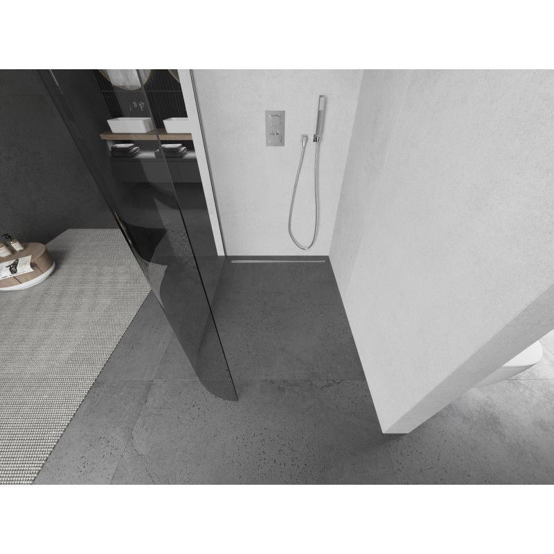 Mexen Kioto-R L Parete Doccia Arrotondata Walk-in 80 x 200 cm, trasparente, cromo - 800-080-103-01-06