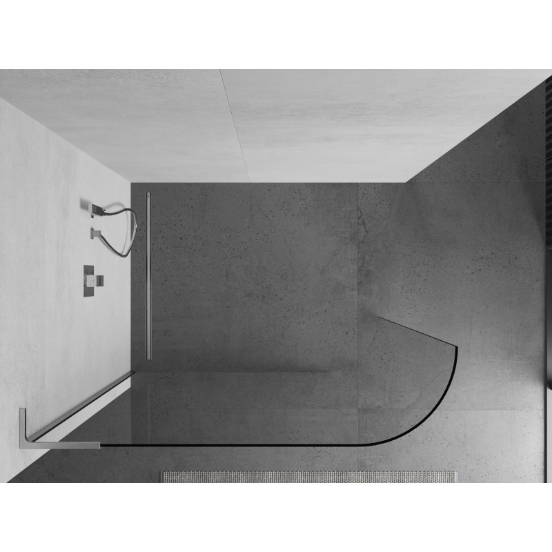 Mexen Kioto-R L ümar dušipaneel Walk-in 110 x 200 cm, läbipaistev, kroom - 800-110-103-01-06