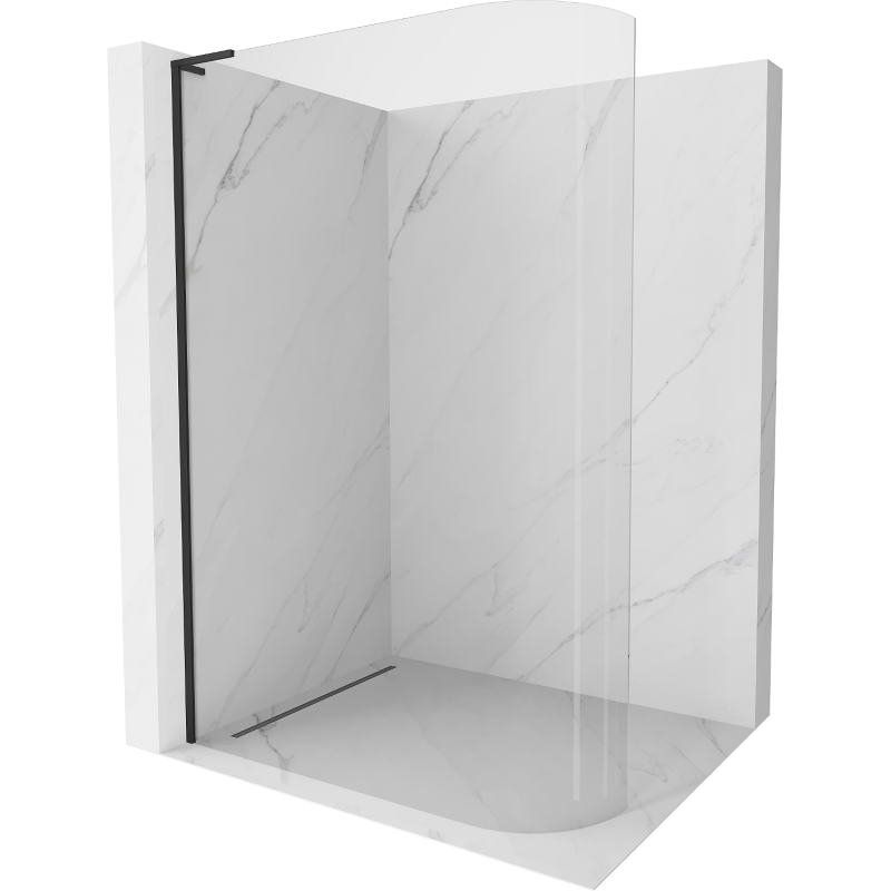 Mexen Kioto L paroi de douche arrondie Walk-in 90 x 200 cm, transparente, noire - 800-090-103-70-06