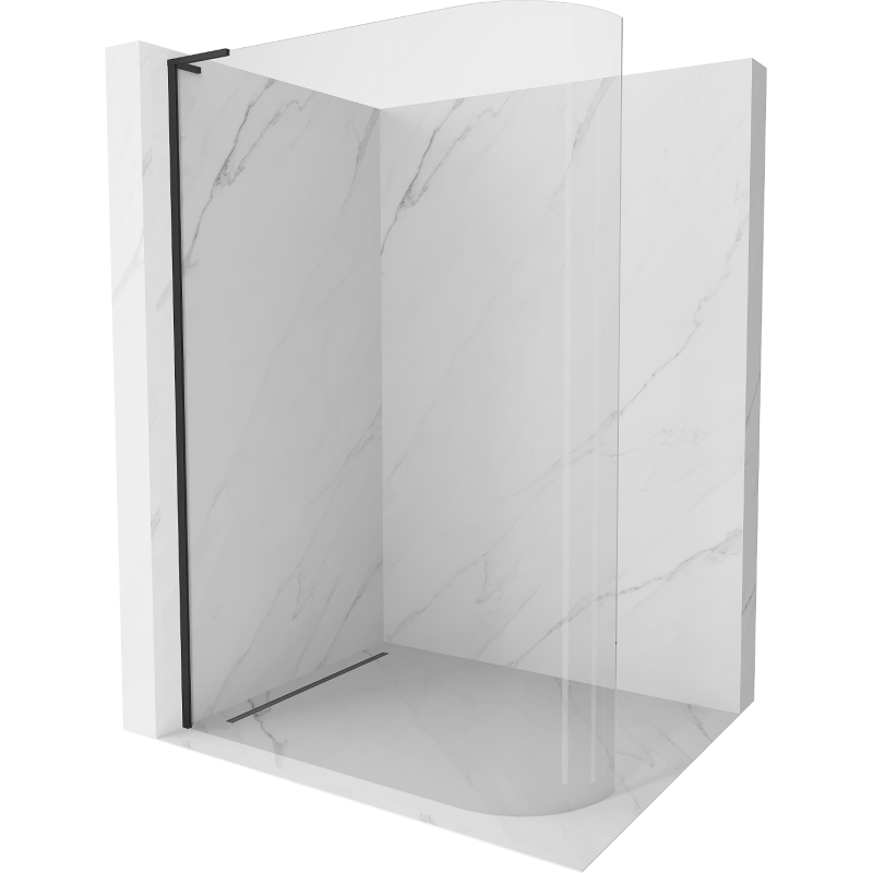 Mexen Kioto-R L Parede de duche arredondada Walk-in 90 x 200 cm, transparente, preta - 800-090-103-70-06