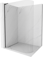 Mexen Kioto-R L zaobljeni Walk-in tuš zid 90 x 200 cm, prozirni, crni - 800-090-103-70-06
