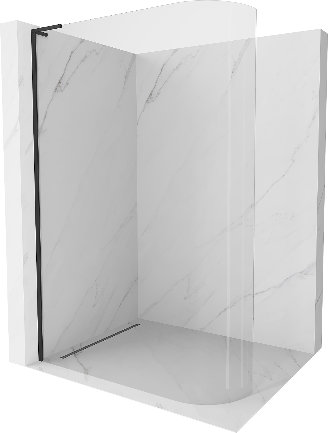 Mexen Kioto L ścianka prysznicowa zaokrąglona Walk-in 110 x 200 cm, transparent, czarna - 800-110-103-70-06
