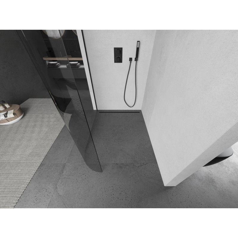 Mexen Kioto-R L parede de chuveiro curva Walk-in 120 x 200 cm, transparente, preta - 800-120-103-70-06
