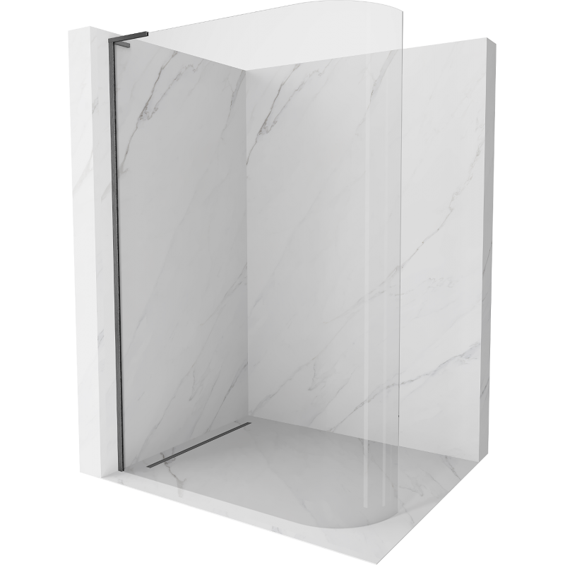 Mexen Kioto-R L parede de chuveiro arredondada Walk-in 80 x 200 cm, transparente, cinza escovado - 800-080-103-66-06
