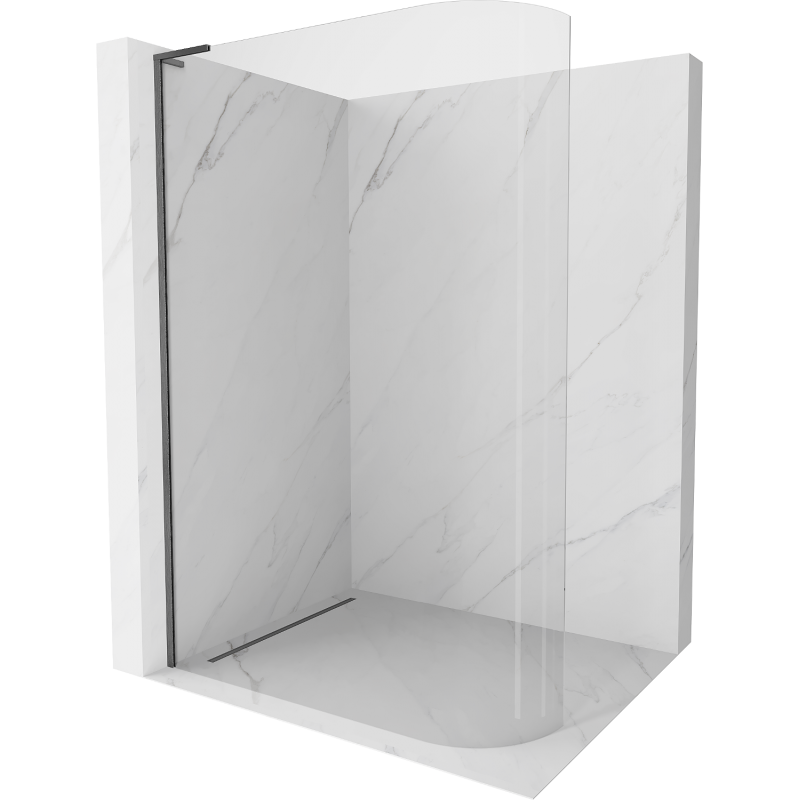 Mexen Kioto-R L mampara de ducha curvada Walk-in 90 x 200 cm, transparente, gris cañón cepillado - 800-090-103-66-06