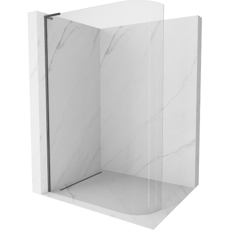 Mexen Kioto L paroi de douche arrondie Walk-in 100 x 200 cm, transparent, gris foncé brossé - 800-100-103-66-06