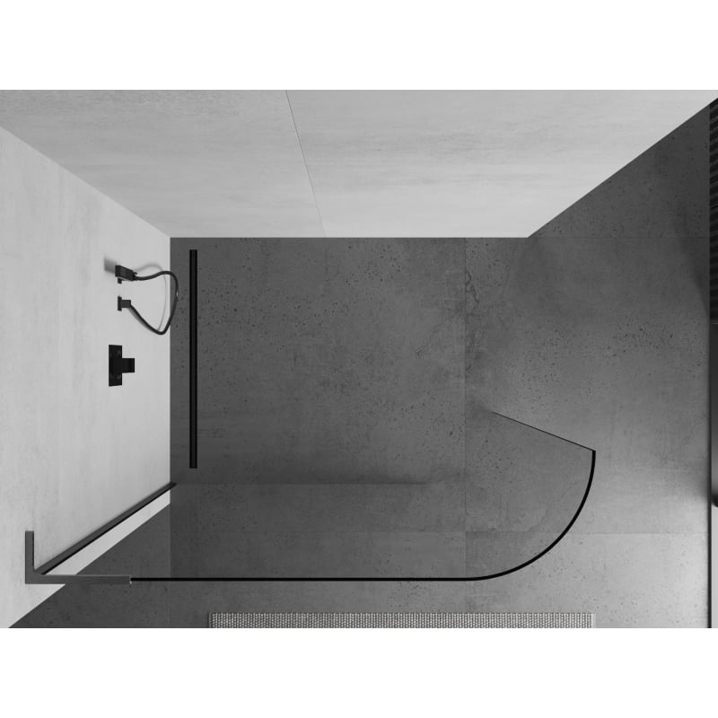 Mexen Kioto-R L ścianka prysznicowa zaokrąglona Walk-in 110 x 200 cm, transparent, gun gray szczotkowany - 800-110-103-66-06