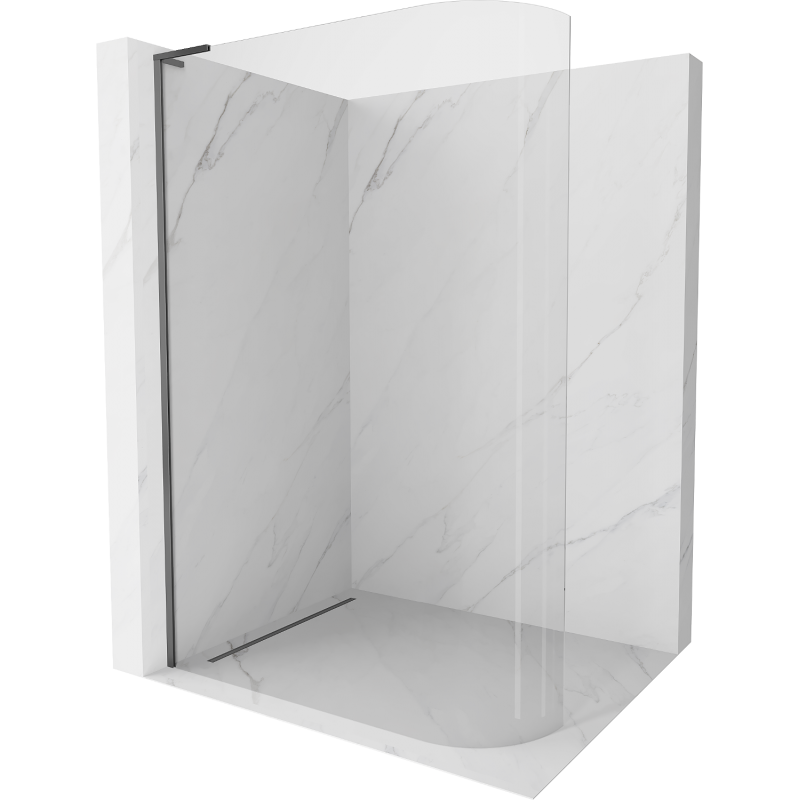 Mexen Kioto-R L parete doccia arrotondata Walk-in 80 x 200 cm, trasparente, gun metal - 800-080-103-95-06